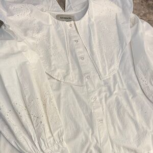 Damson & Co. White Eyelet Button-Down Blouse